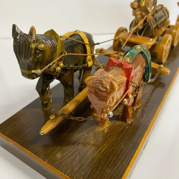 Rhon Sepp German Hand Carved Carriage Scene. Rare. Vintage 60’s or older.